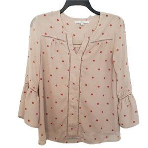 Fever Polka Dot Bell Sleeve Blouse Size Small